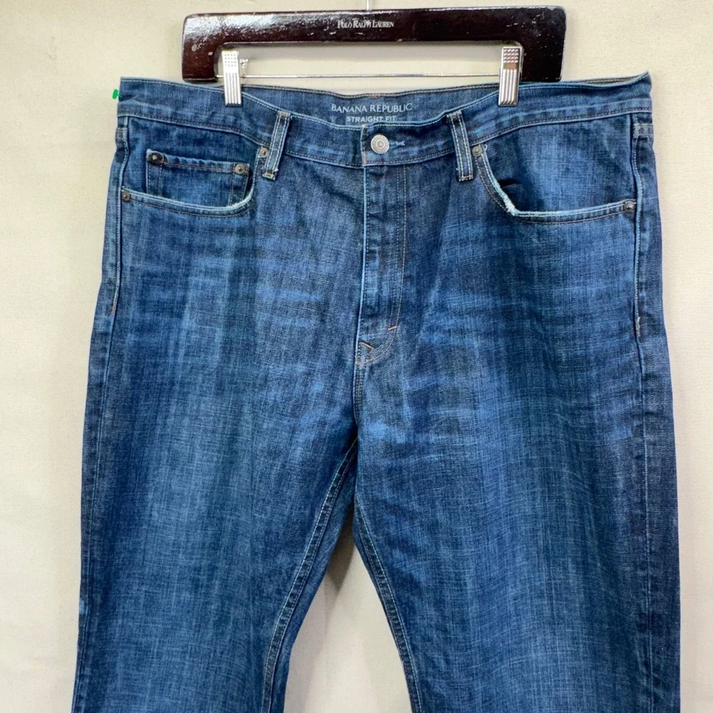 Banana‎ Republic Straight Fit Jeans Mens 38x25 Cropped Dark Wash Classic Denim
